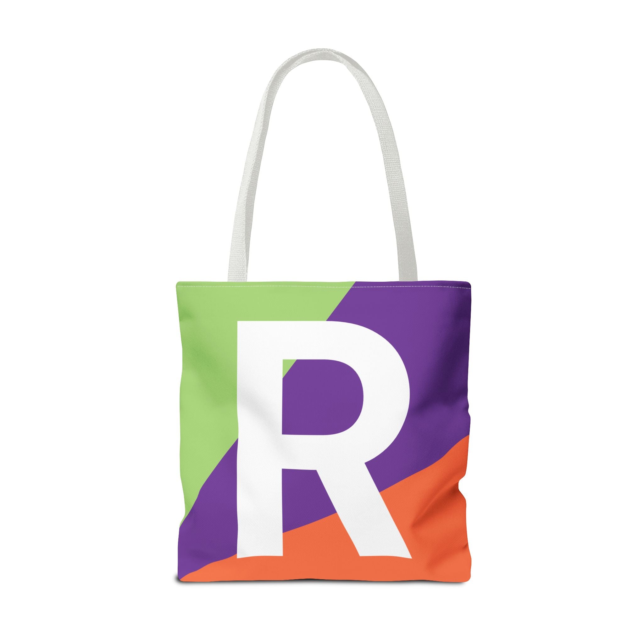 Monogram 'R' Colorblock Tote Bag — Personalized Initial R Shoulder Tote