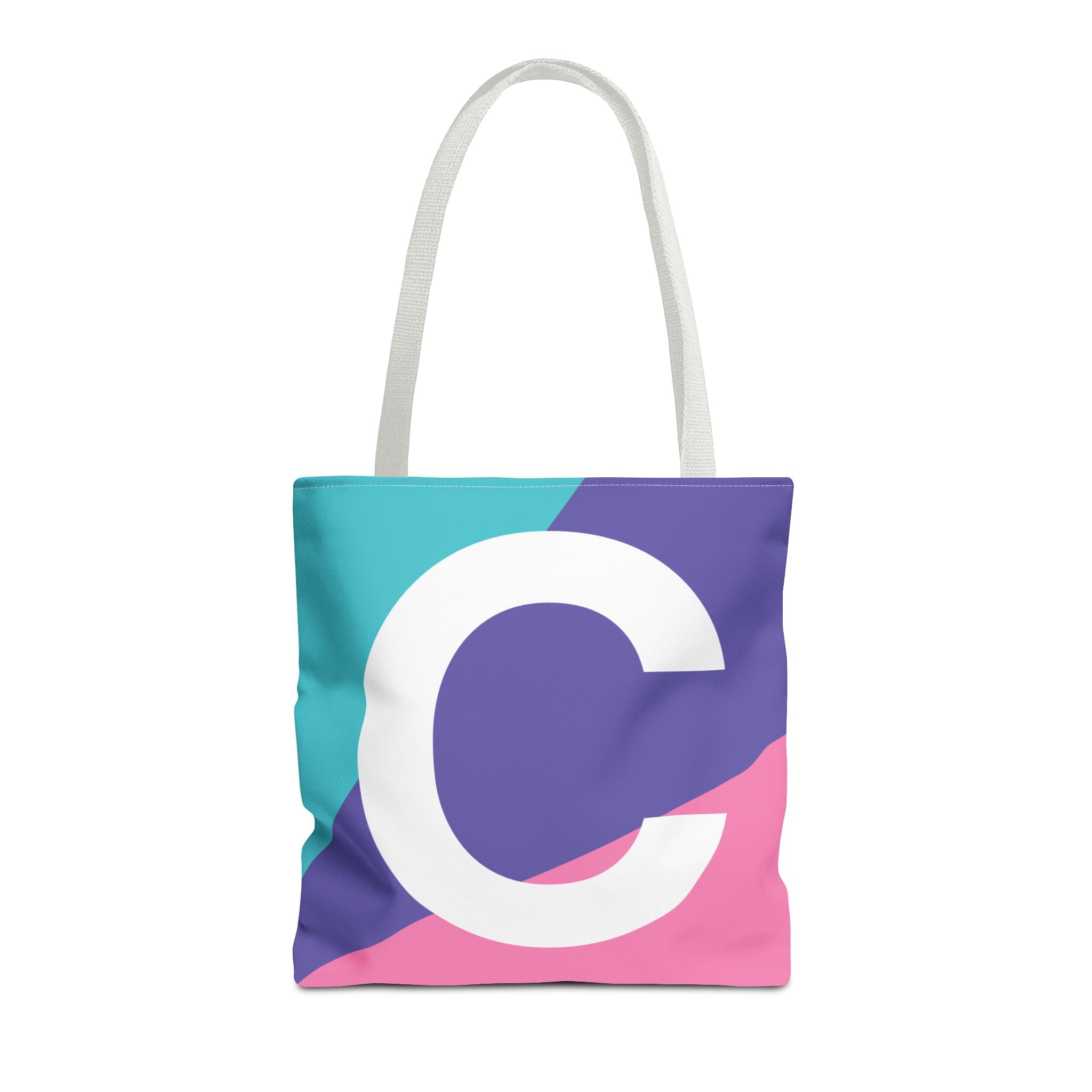 Monogram 'C' Colorblock Tote Bag — Personalized Initial C Shoulder Tote
