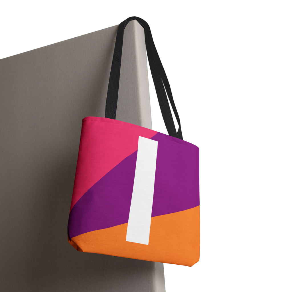 Monogram 'I' Colorblock Tote Bag — Personalized Initial I Shoulder Tote