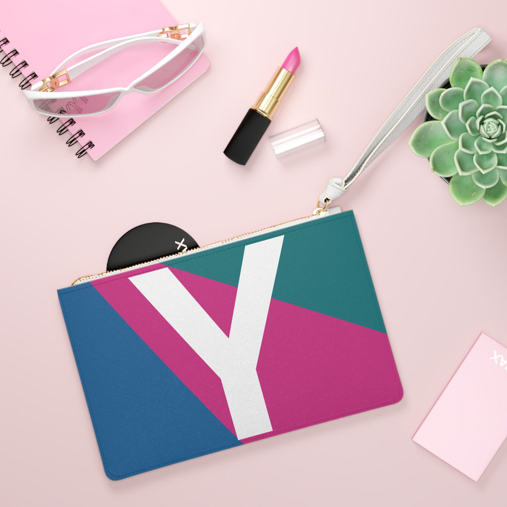 Monogram 'Y' Colorblock Clutch Bag — Bold Geometric Wristlet for Everyday & Gifts