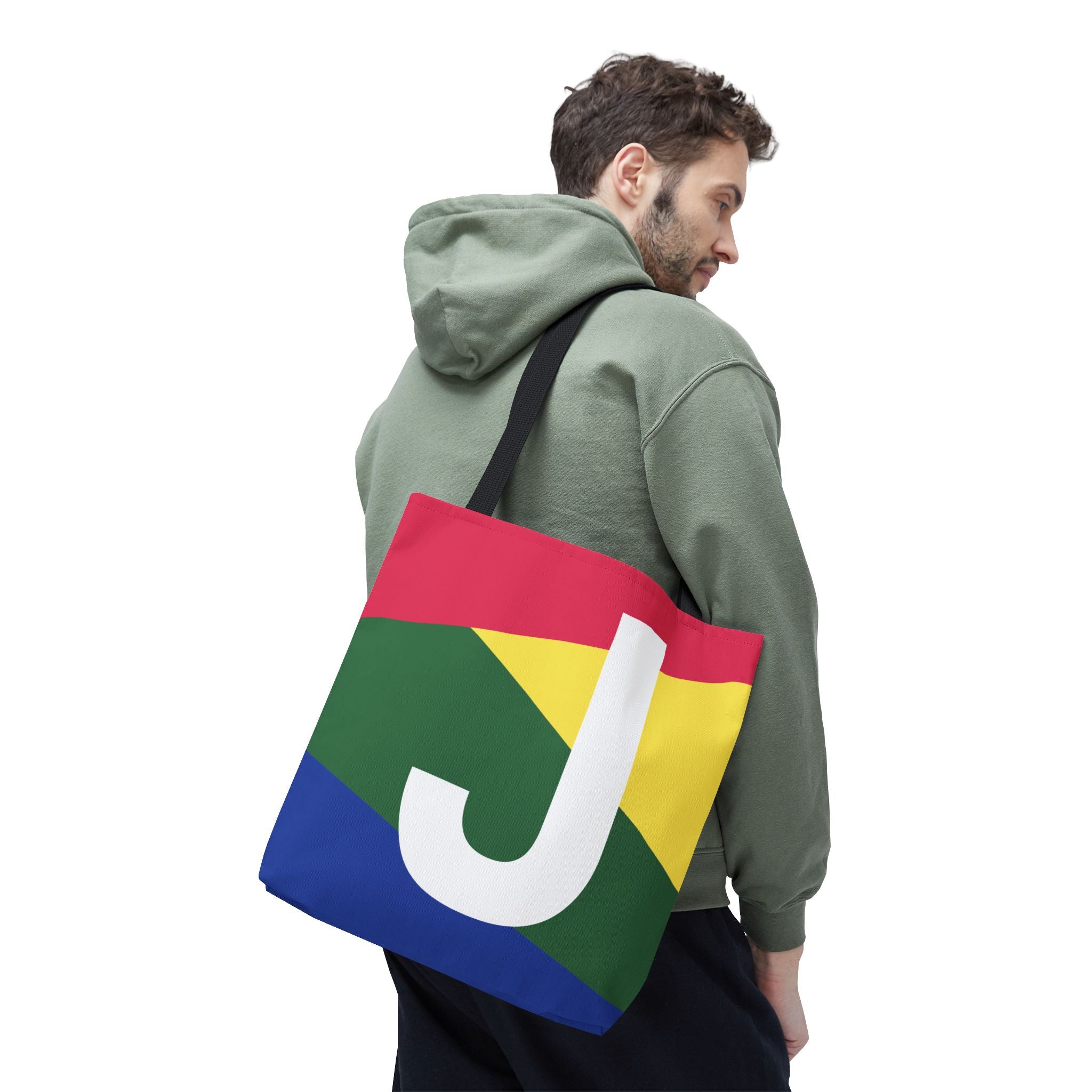 Monogram 'J' Colorblock Tote Bag — Personalized Initial J Shoulder Tote