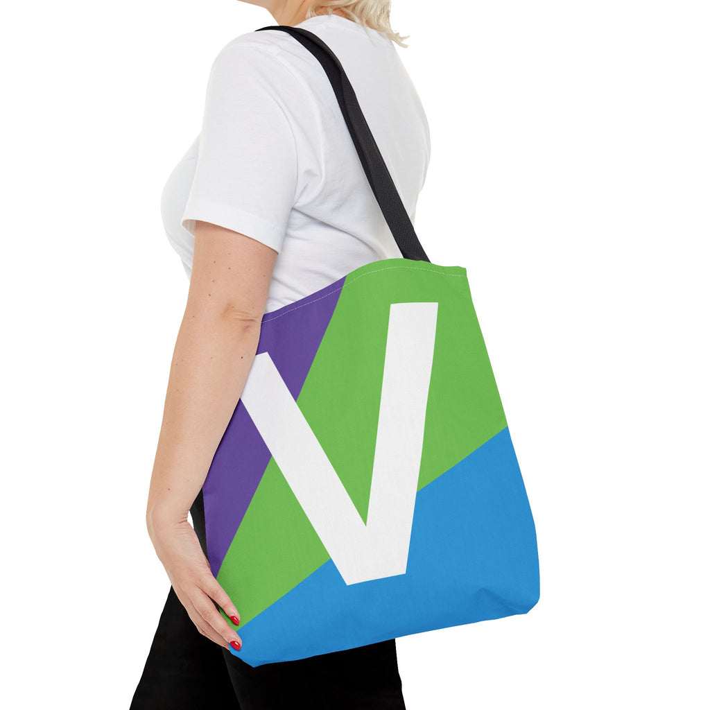 Monogram 'V' Colorblock Tote Bag — Personalized Initial V Shoulder Tote
