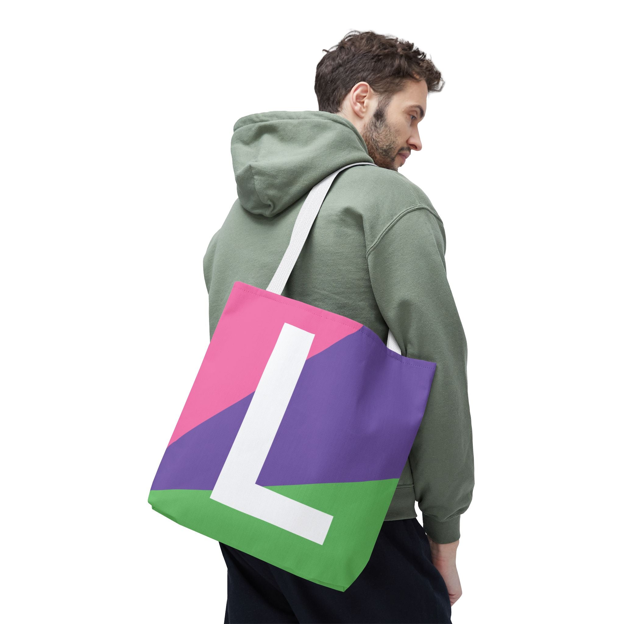 Monogram 'L' Colorblock Tote Bag — Personalized Initial L Shoulder Tote
