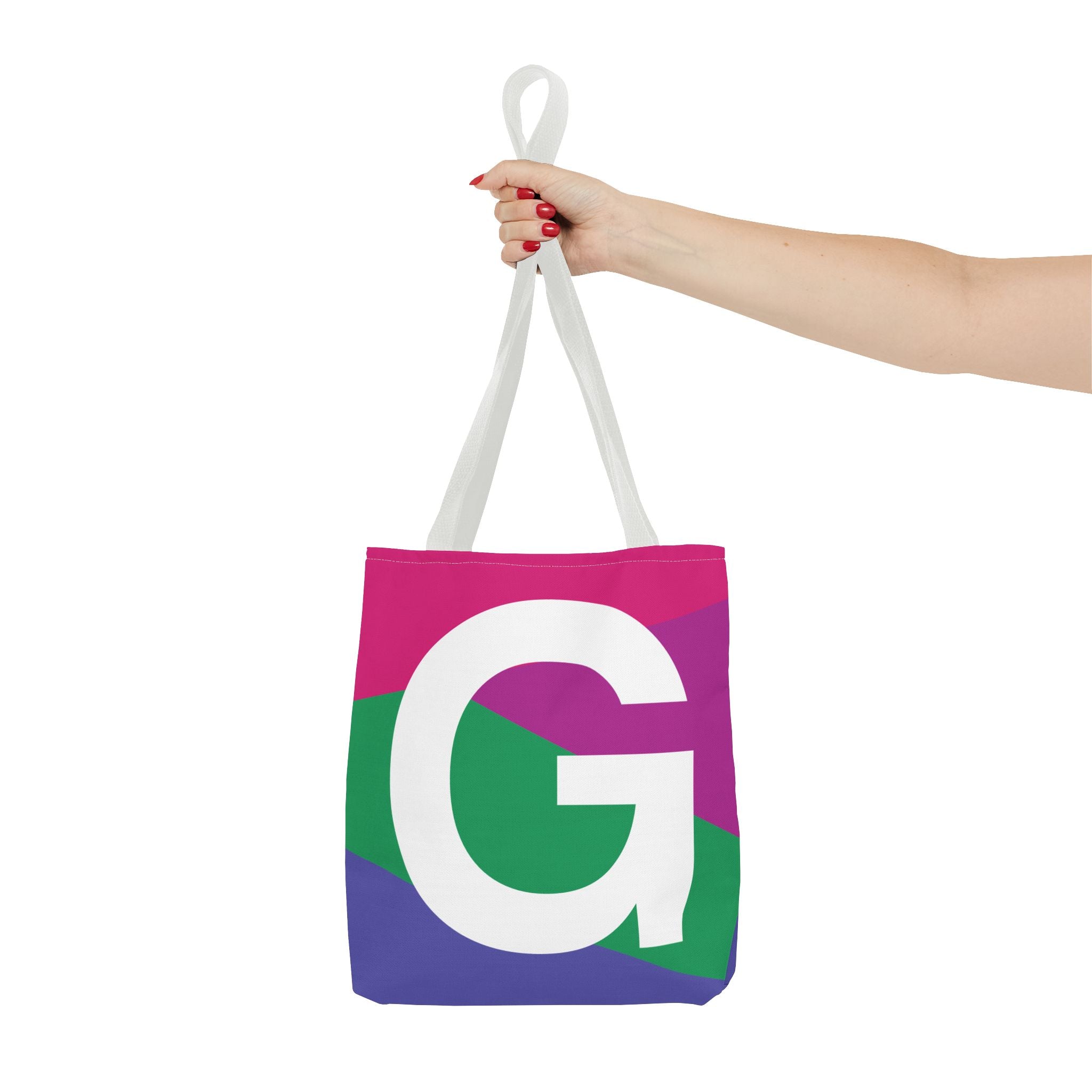 Monogram 'G' Colorblock Tote Bag — Personalized Initial G Shoulder Tote