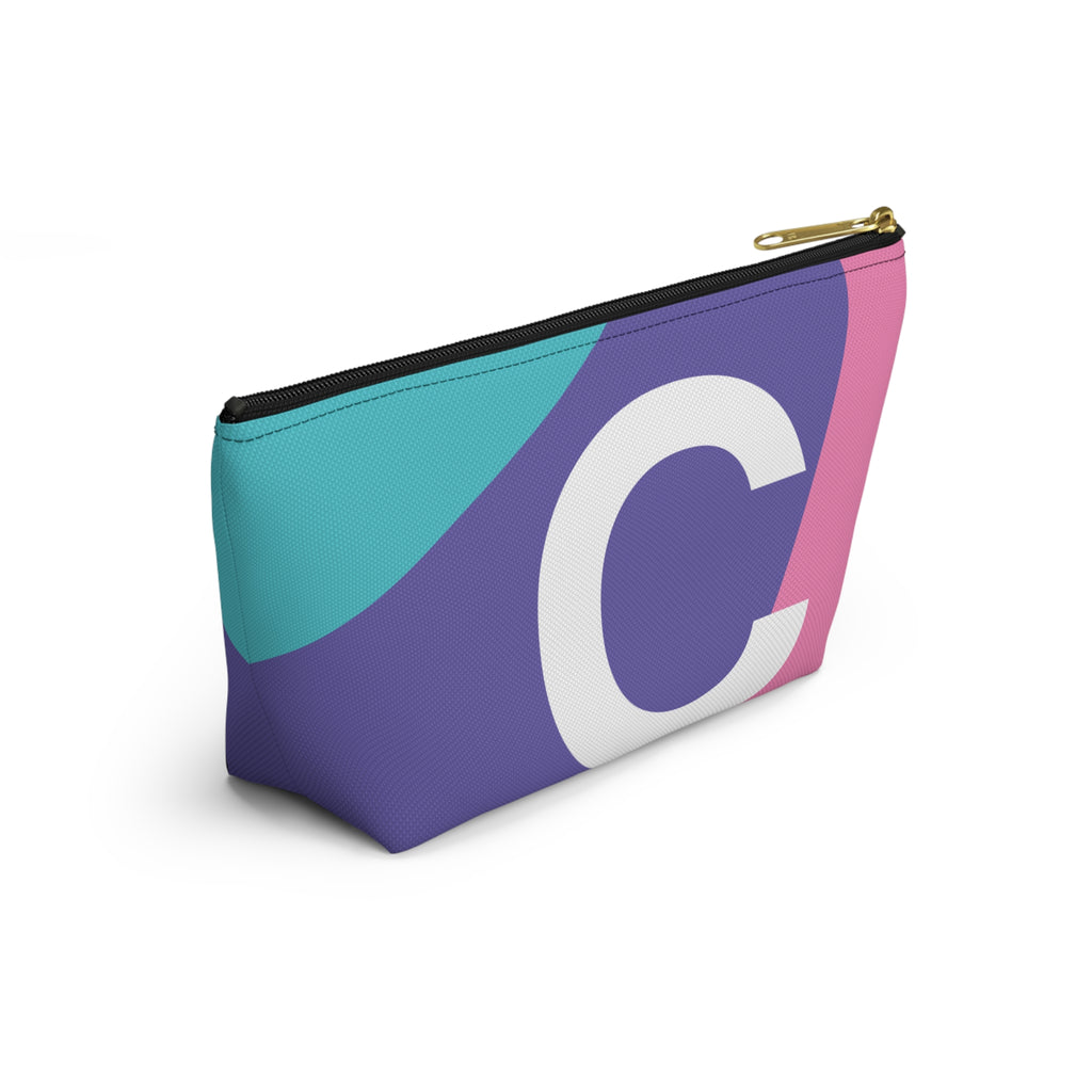 Initials Colorblock Accessory Pouch — Monogram C T-Bottom Cosmetic Bag