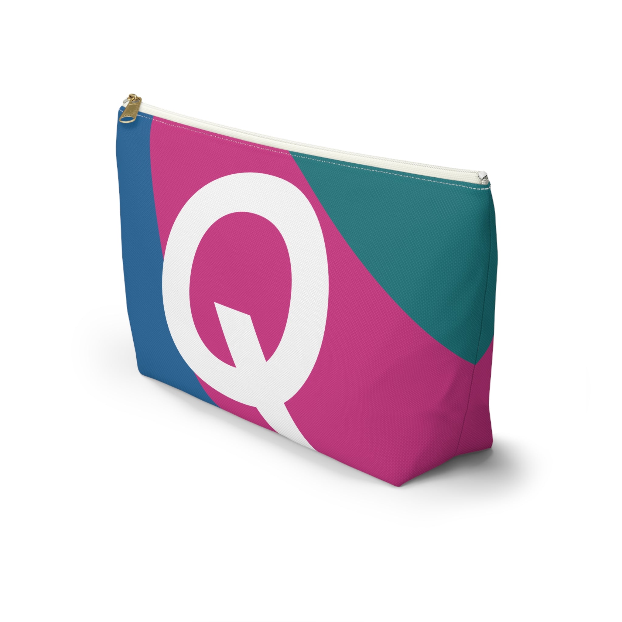 Initials Colorblock Accessory Pouch — Monogram Q T-Bottom Cosmetic Bag