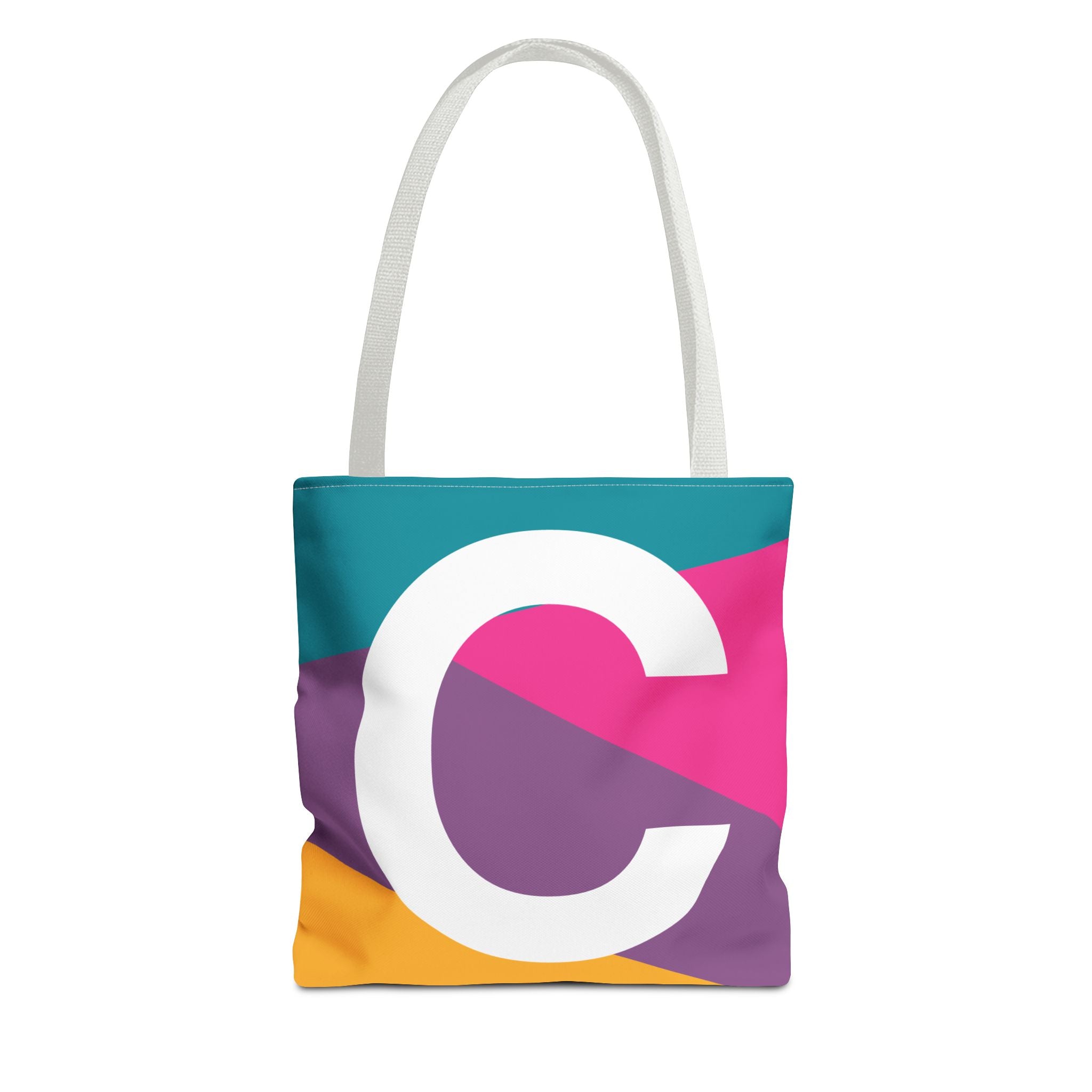 Monogram 'C' Colorblock Tote Bag — Personalized Initial C Shoulder Tote