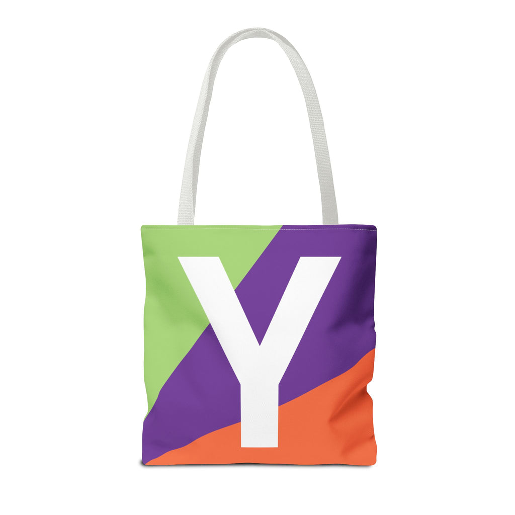 Monogram 'Y' Colorblock Tote Bag — Personalized Initial Y Shoulder Tote