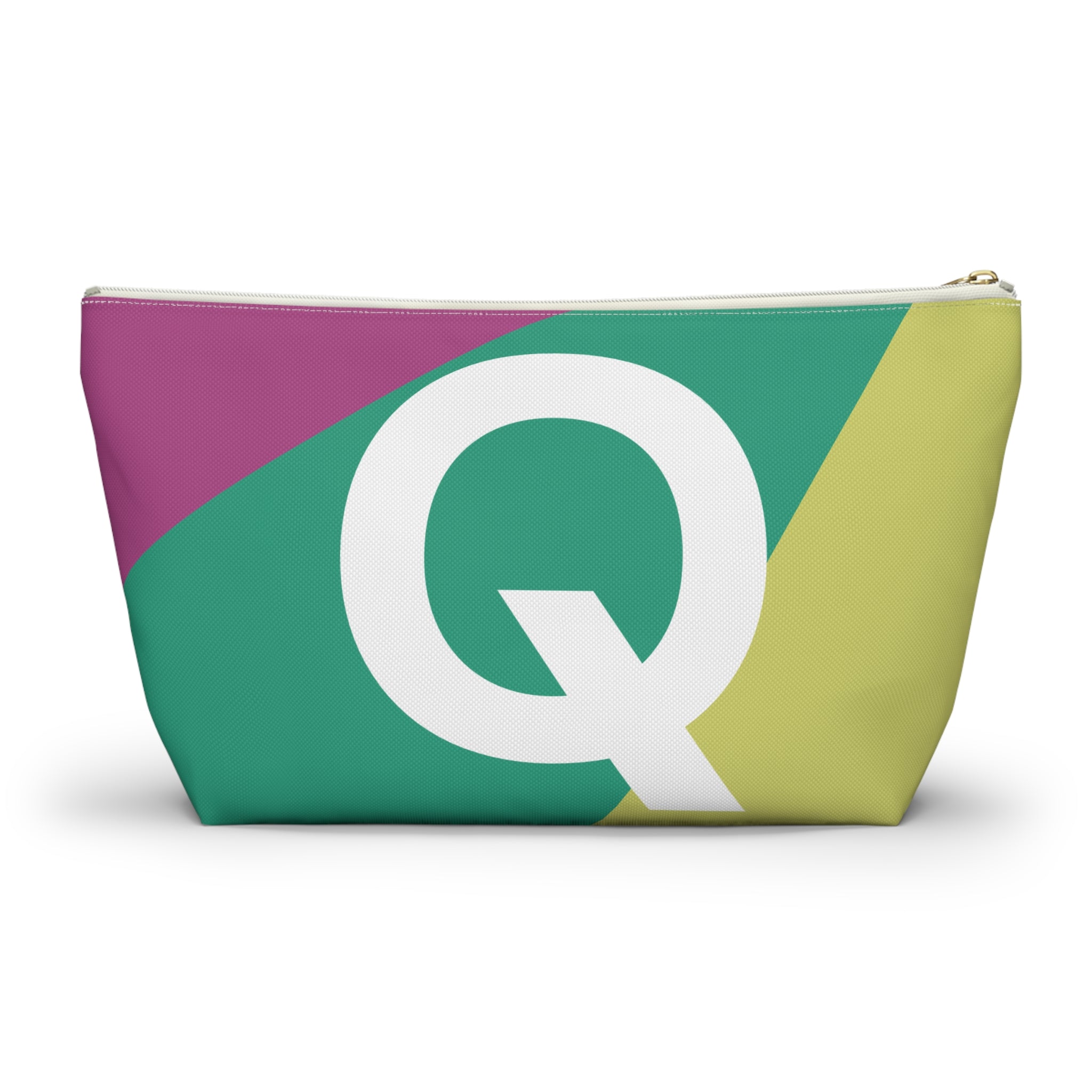 Initials Colorblock Accessory Pouch — Monogram Q T-Bottom Cosmetic Bag