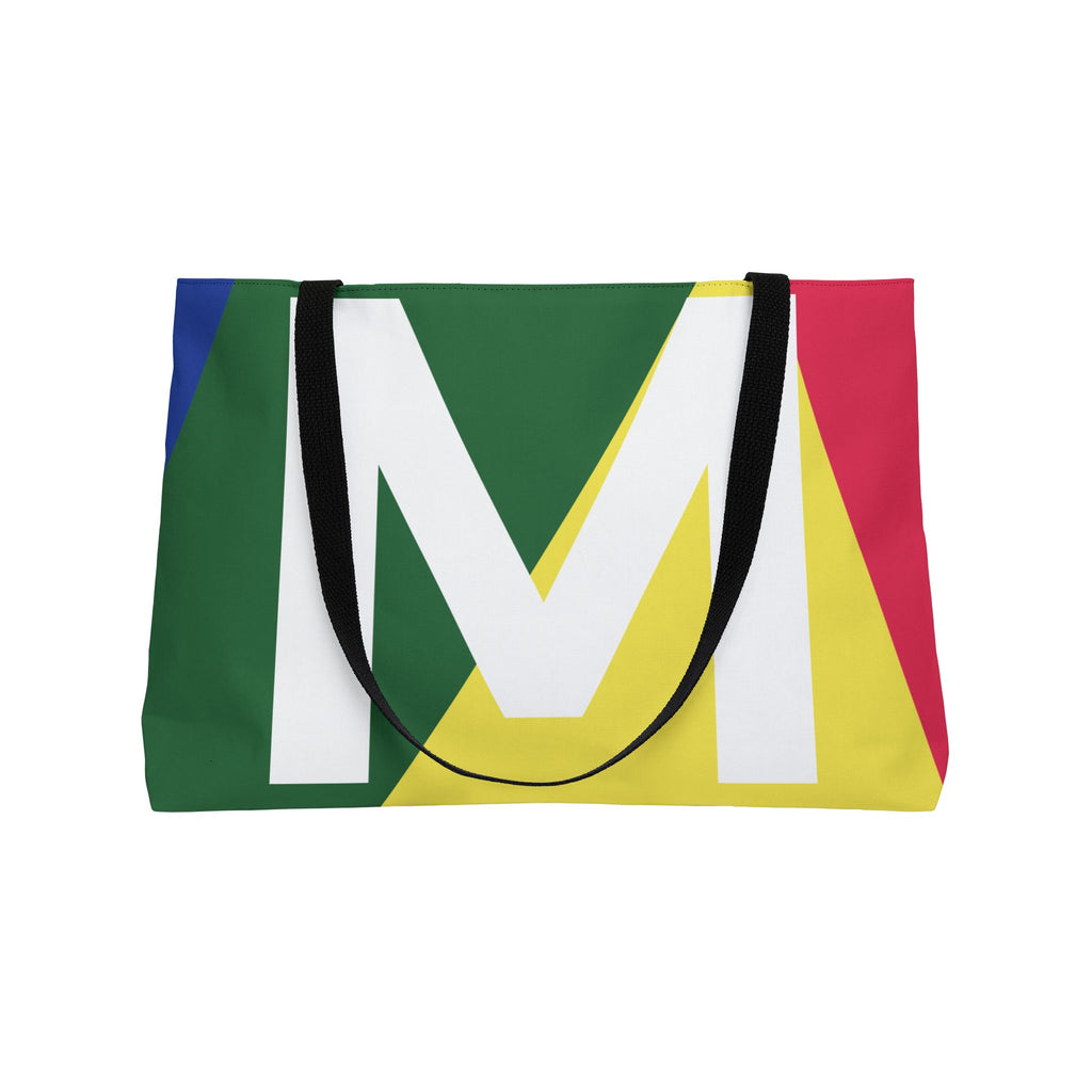 Personalized 'M' Colorblock Tote Bag — Monogram Weekender Tote