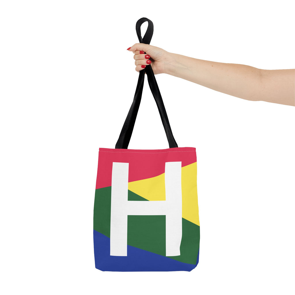 Monogram 'H' Colorblock Tote Bag — Personalized Initial H Shoulder Tote