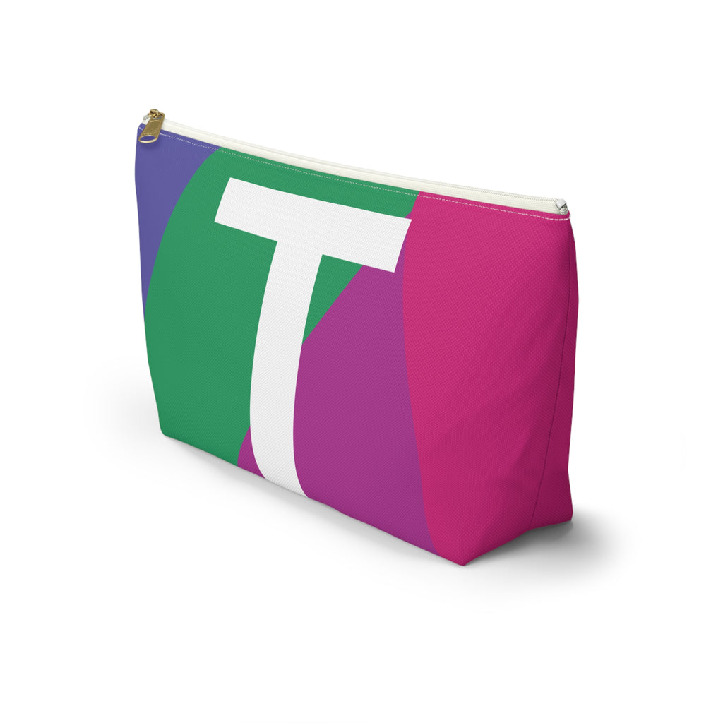 Initials Colorblock Accessory Pouch — Monogram T T-Bottom Cosmetic Bag