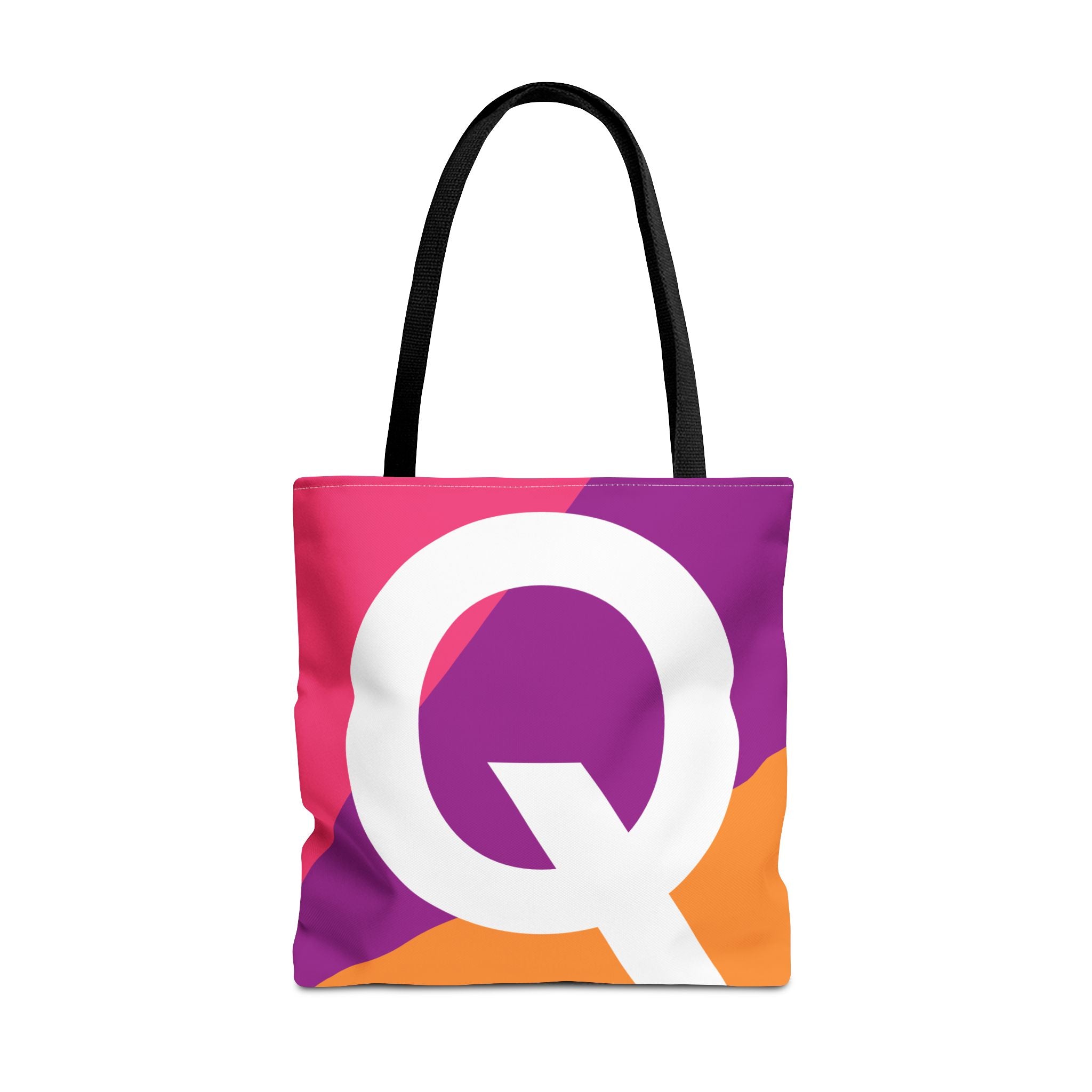 Monogram 'Q' Colorblock Tote Bag — Personalized Initial Q Shoulder Tote