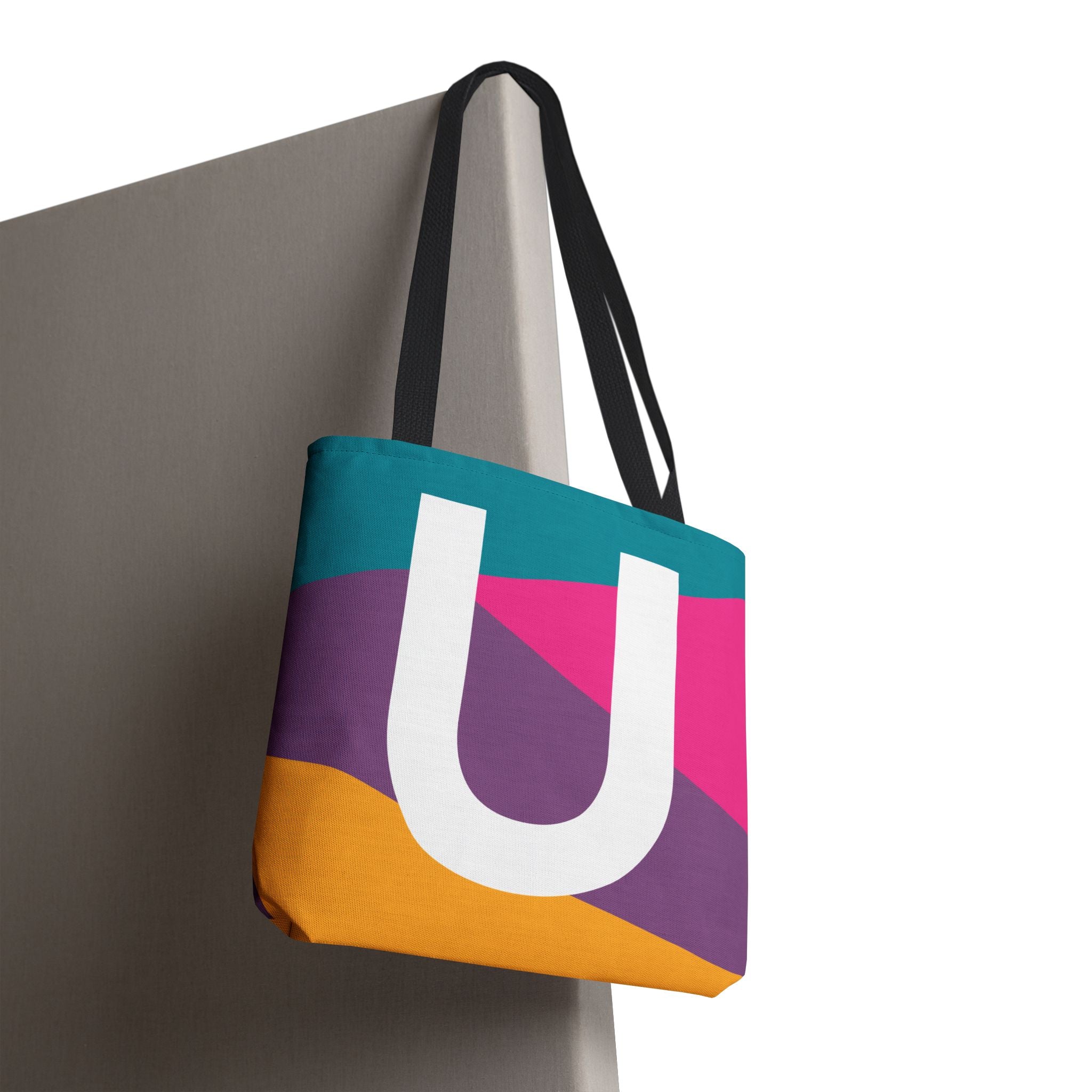 Monogram 'U' Colorblock Tote Bag — Personalized Initial U Shoulder Tote