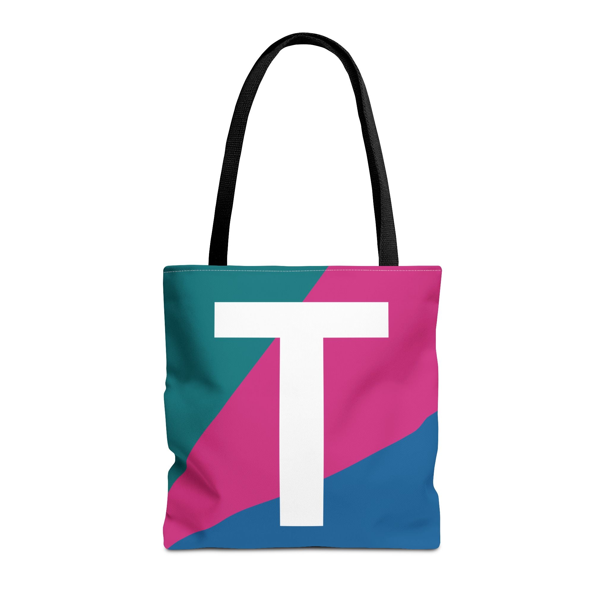 Monogram 'T' Colorblock Tote Bag — Personalized Initial T Shoulder Tote