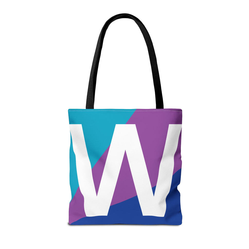 Monogram 'W' Colorblock Tote Bag — Personalized Initial W Shoulder Tote