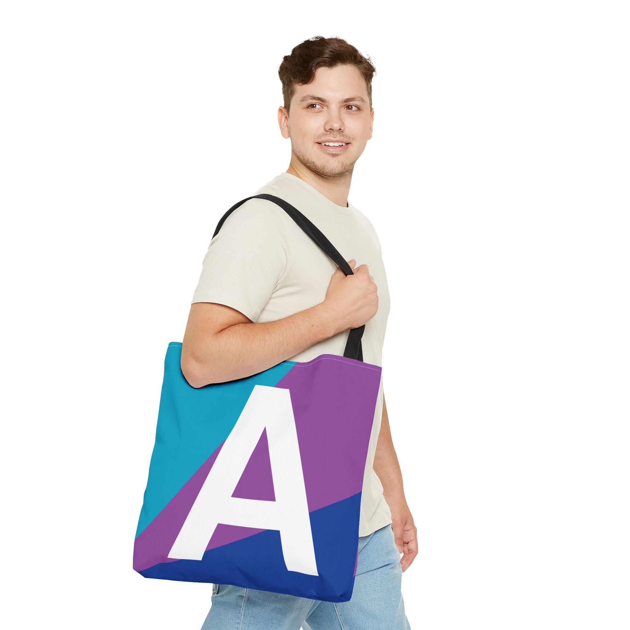 Monogram 'A' Colorblock Tote Bag — Personalized Initial A Shoulder Tote