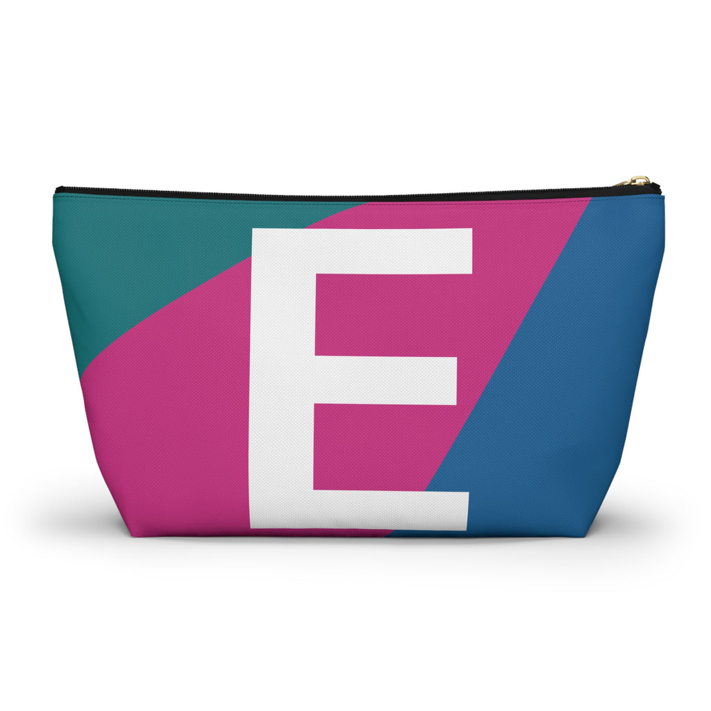 Initials Colorblock Accessory Pouch — Monogram E T-Bottom Cosmetic Bag