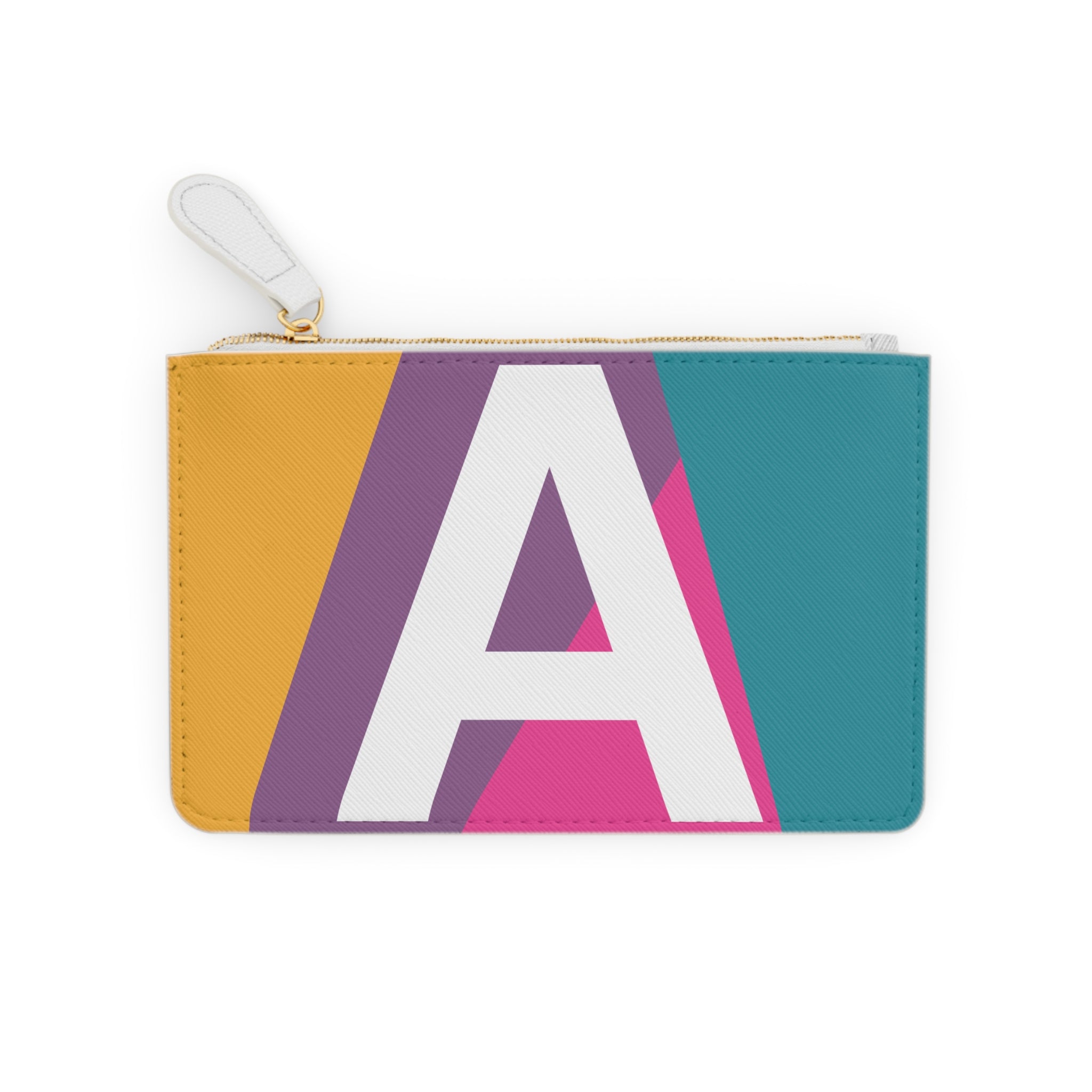 Initial A Mini Clutch — Colorblock Monogram Wristlet Wallet