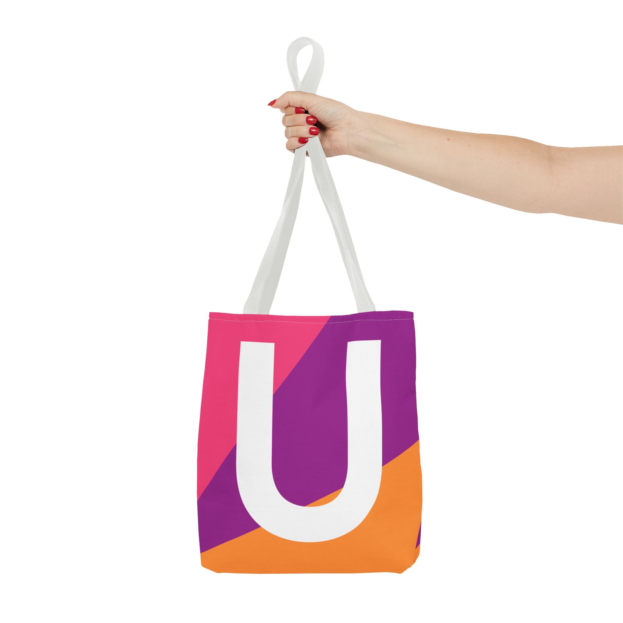 Monogram 'U' Colorblock Tote Bag — Personalized Initial U Shoulder Tote