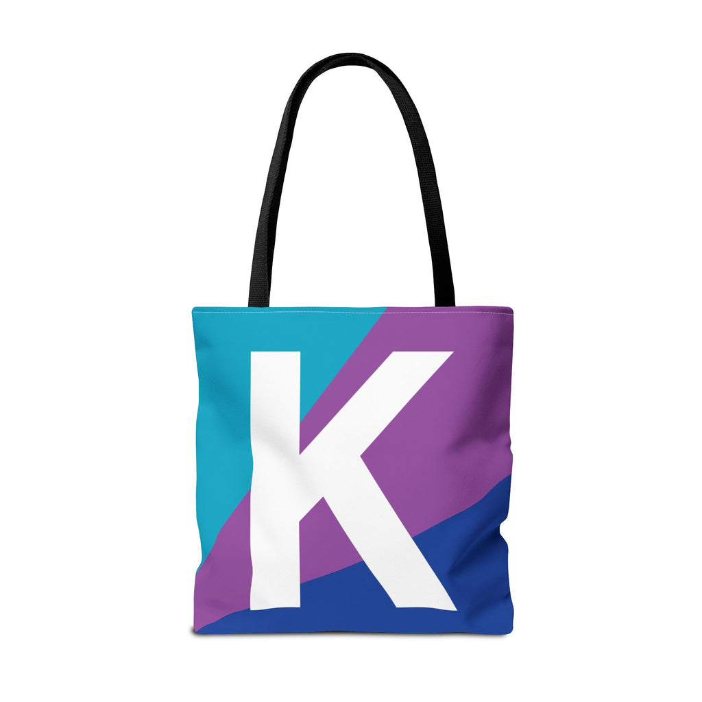 Monogram 'K' Colorblock Tote Bag — Personalized Initial K Shoulder Tote