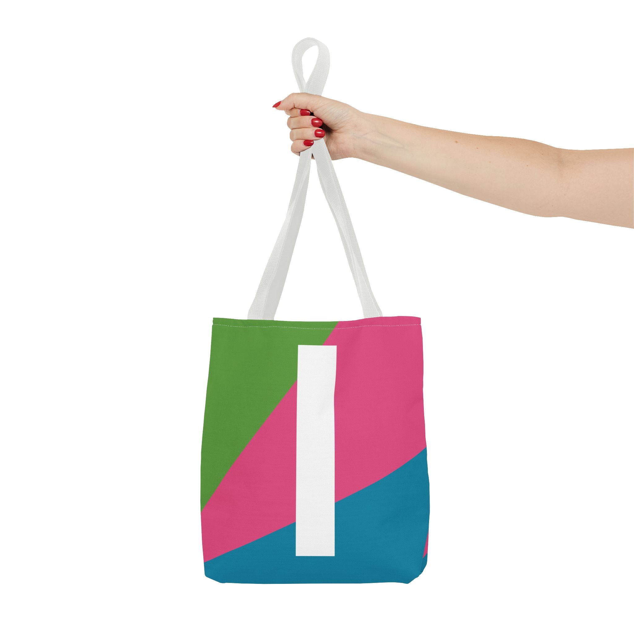 Monogram 'I' Colorblock Tote Bag — Personalized Initial I Shoulder Tote
