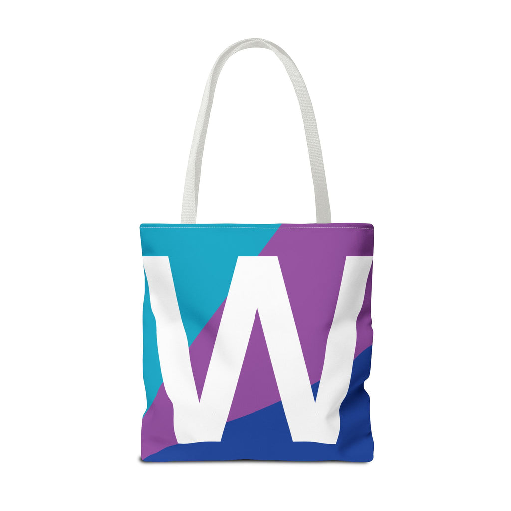 Monogram 'W' Colorblock Tote Bag — Personalized Initial W Shoulder Tote