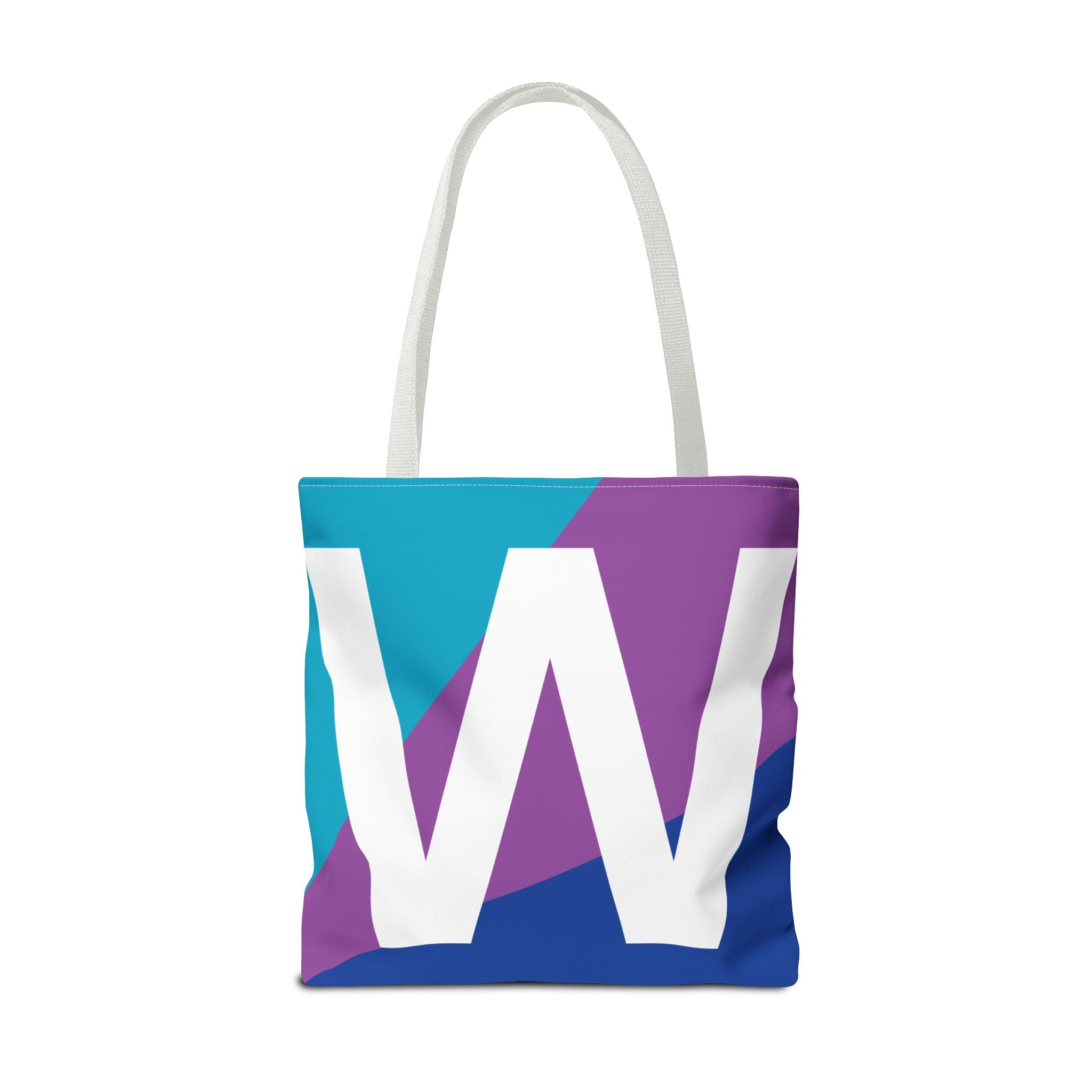 Monogram 'W' Colorblock Tote Bag — Personalized Initial W Shoulder Tote