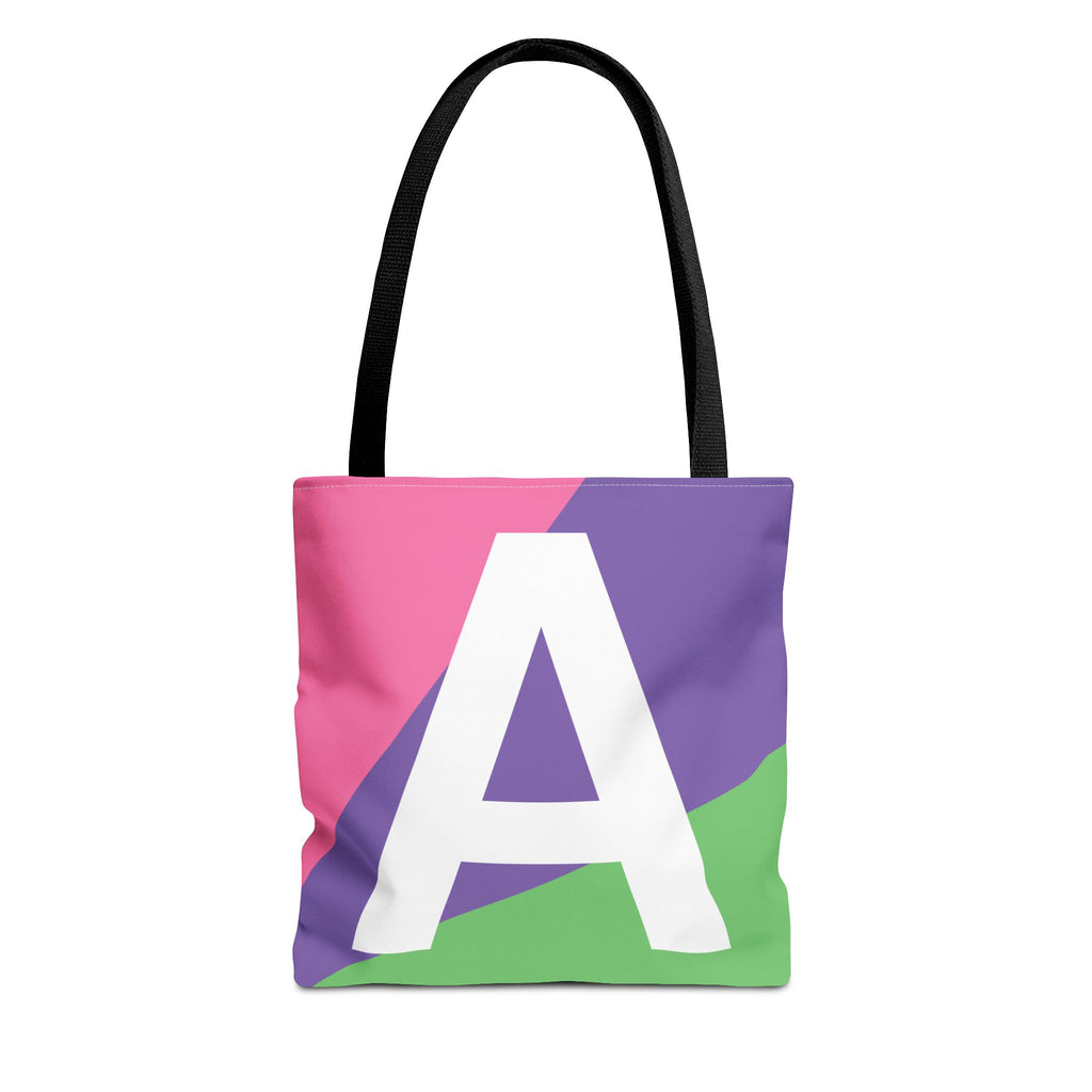 Monogram 'A' Colorblock Tote Bag — Personalized Initial A Shoulder Tote