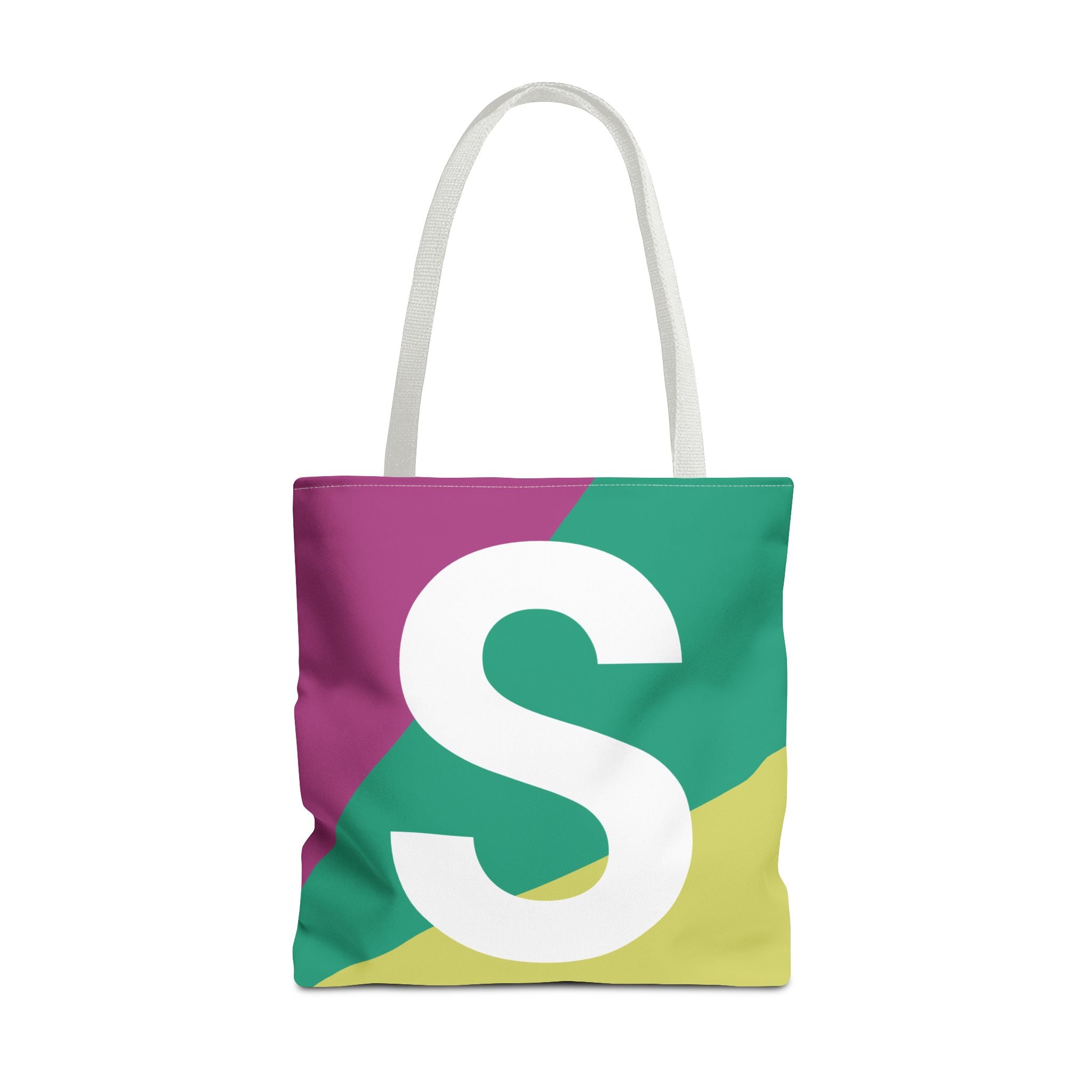 Monogram 'S' Colorblock Tote Bag — Personalized Initial S Shoulder Tote