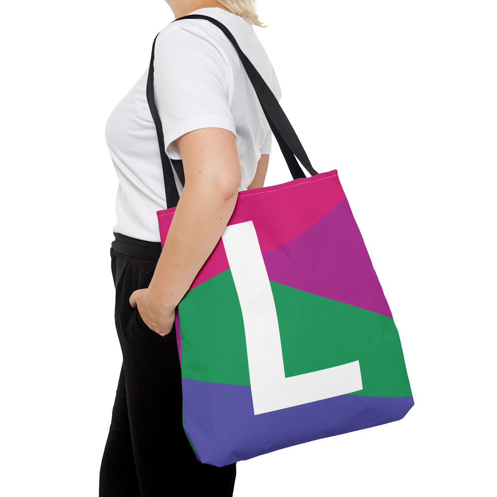 Monogram 'L' Colorblock Tote Bag — Personalized Initial L Shoulder Tote