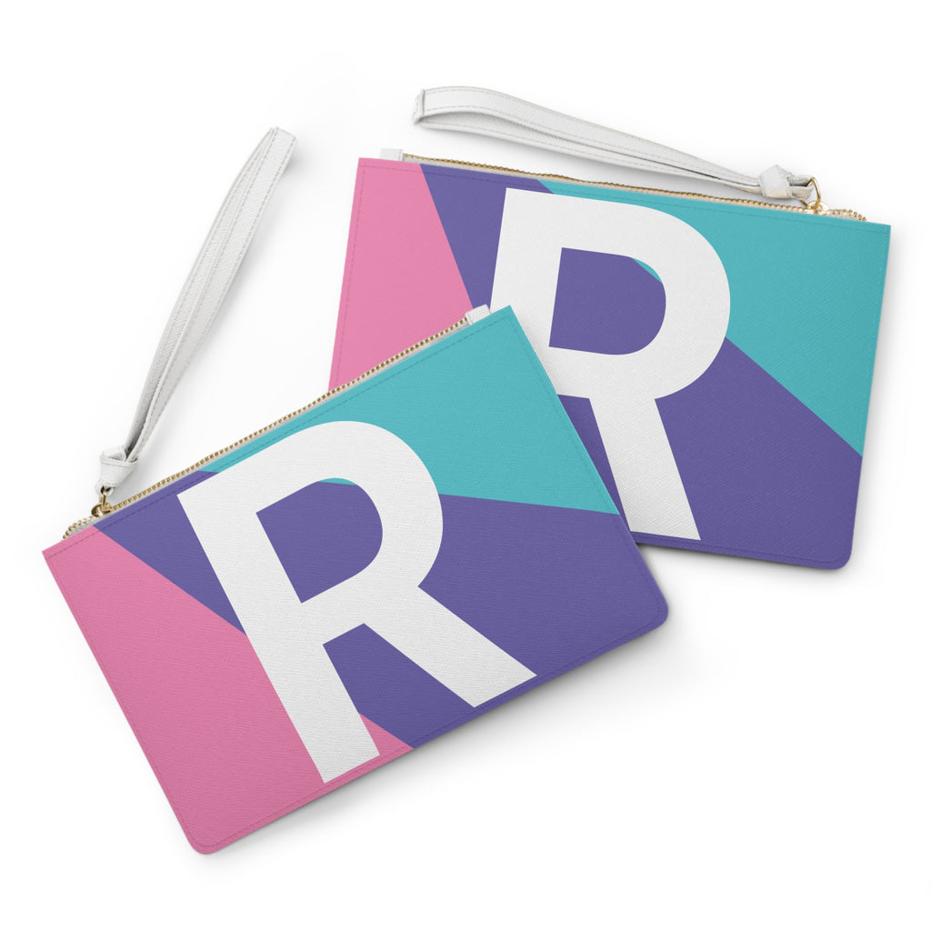 Monogram 'R' Colorblock Clutch Bag — Bold Geometric Wristlet for Everyday & Gifts