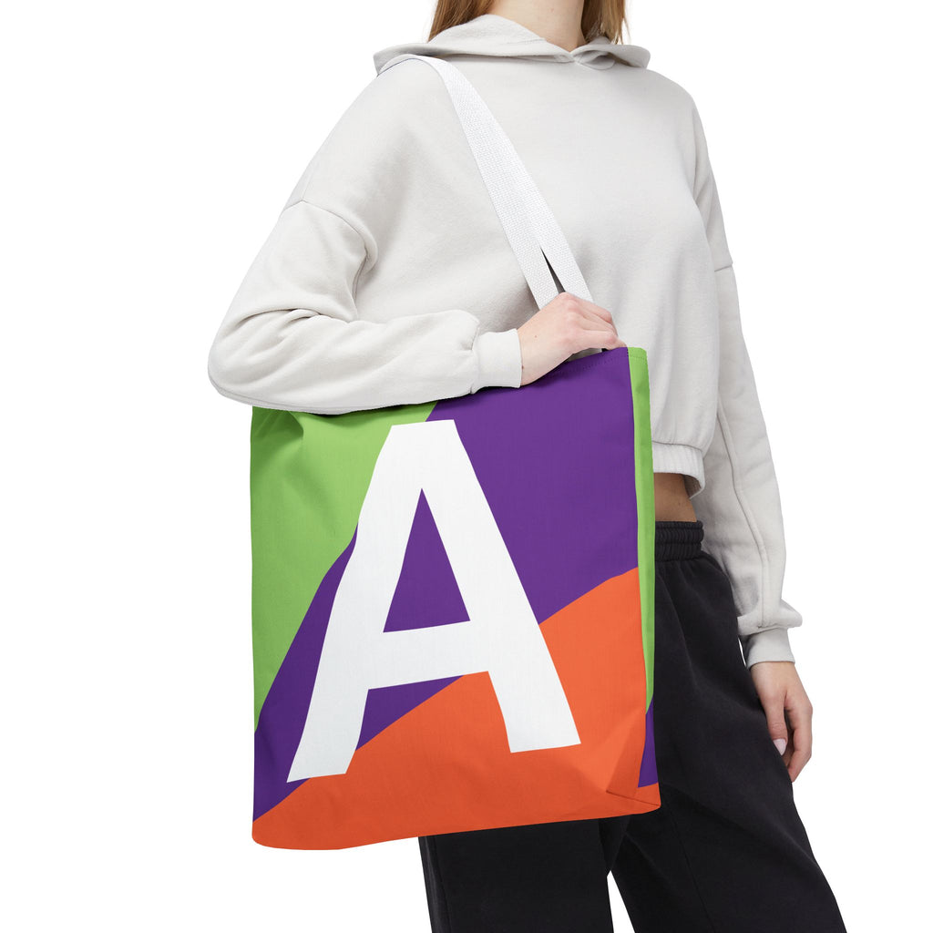Monogram 'A' Colorblock Tote Bag — Personalized Initial A Shoulder Tote