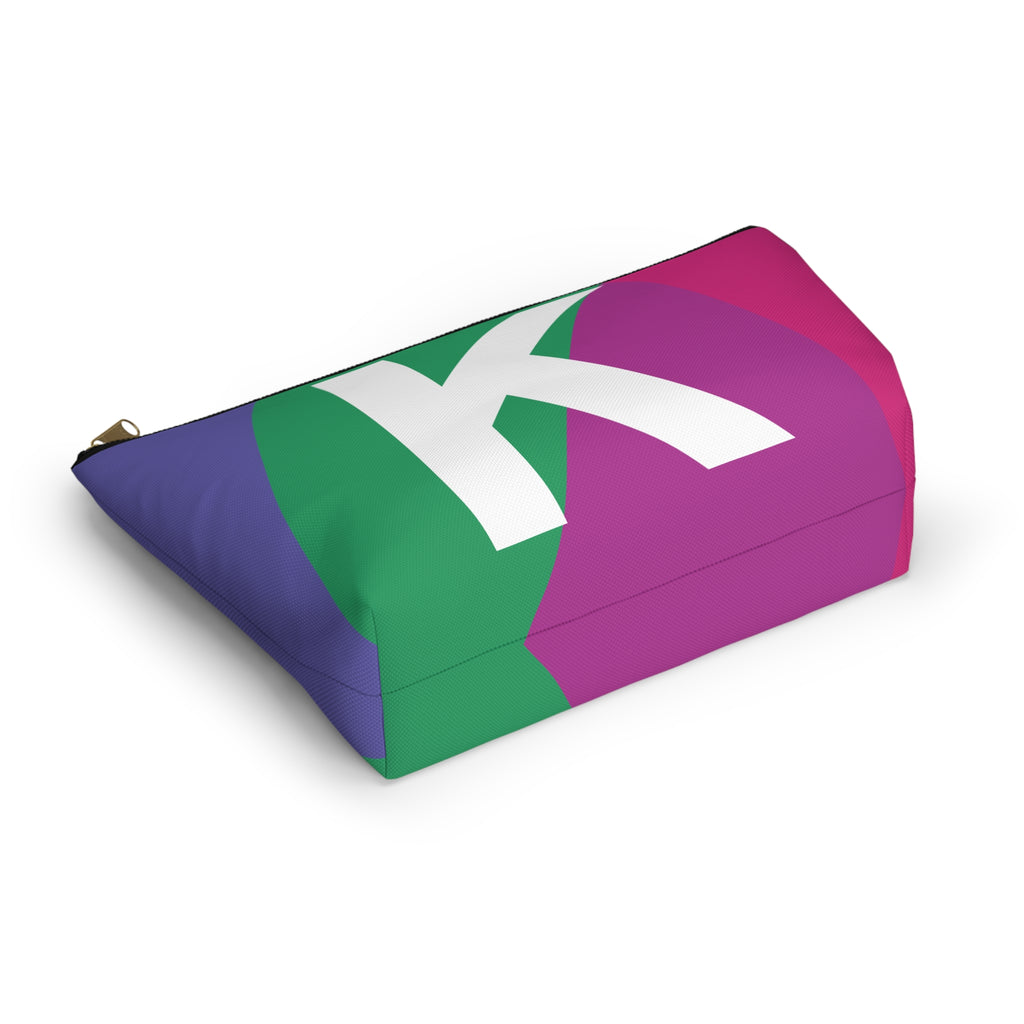 Initials Colorblock Accessory Pouch — Monogram K T-Bottom Cosmetic Bag