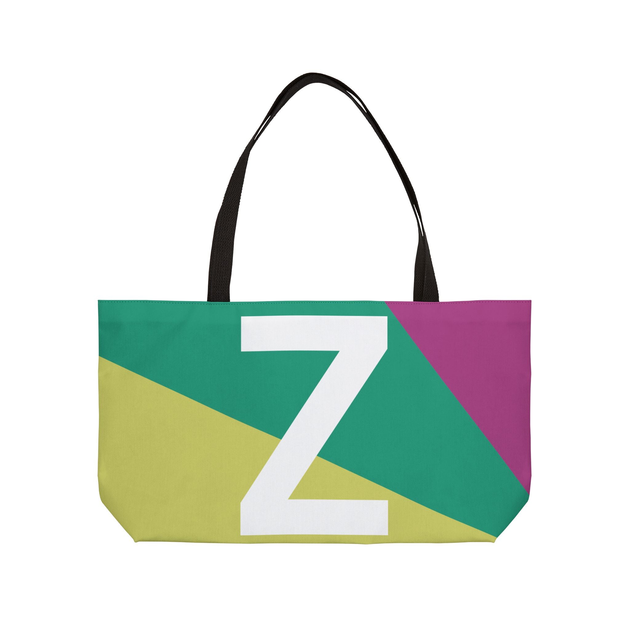 Personalized 'Z' Colorblock Tote Bag — Monogram Weekender Tote