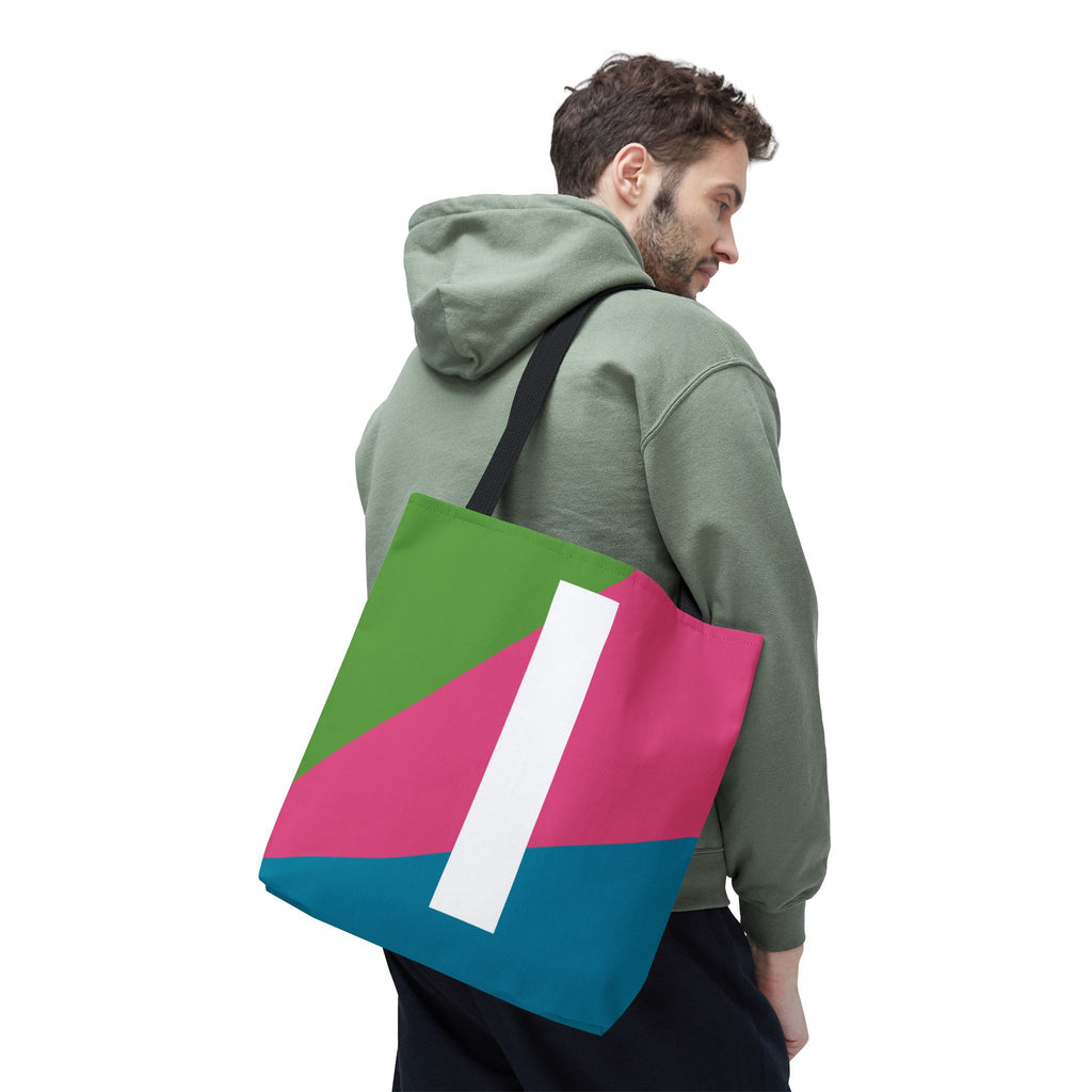 Monogram 'I' Colorblock Tote Bag — Personalized Initial I Shoulder Tote