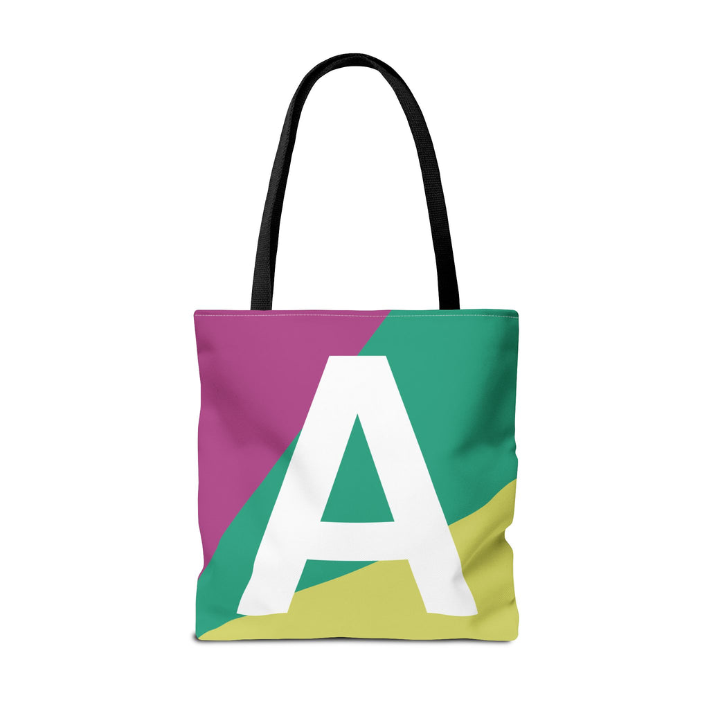 Monogram 'A' Colorblock Tote Bag — Personalized Initial A Shoulder Tote