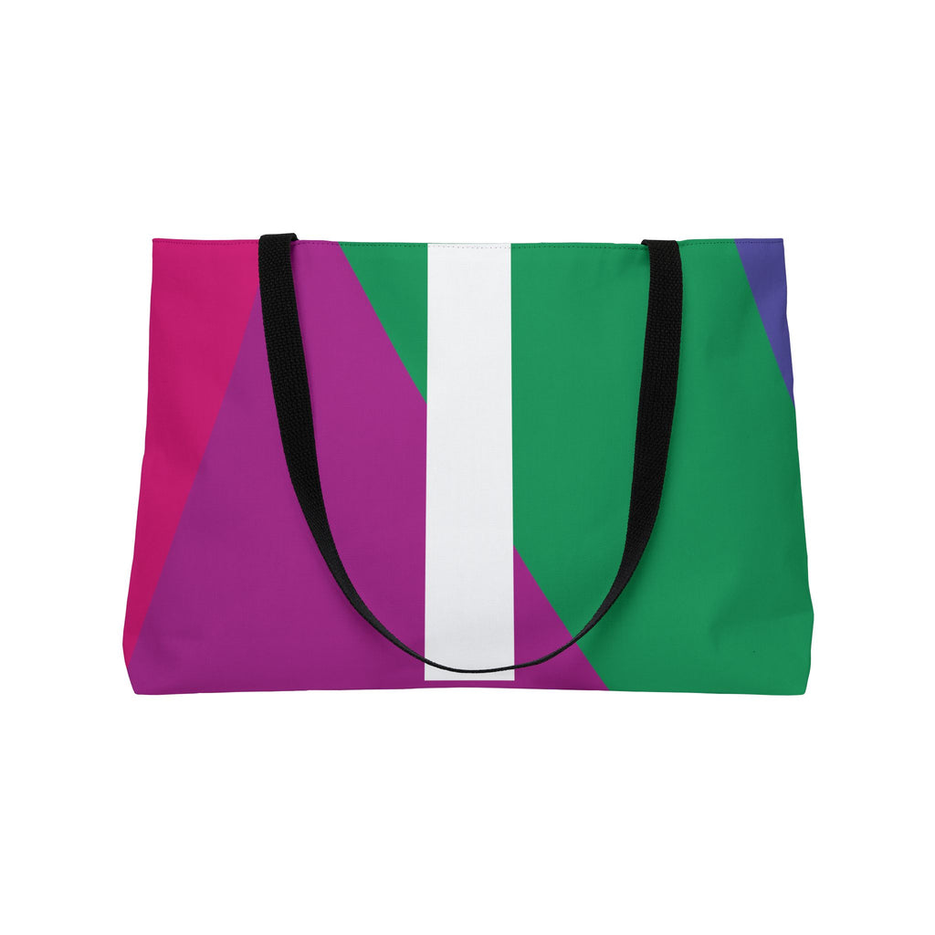 Personalized 'I' Colorblock Tote Bag — Monogram Weekender Tote