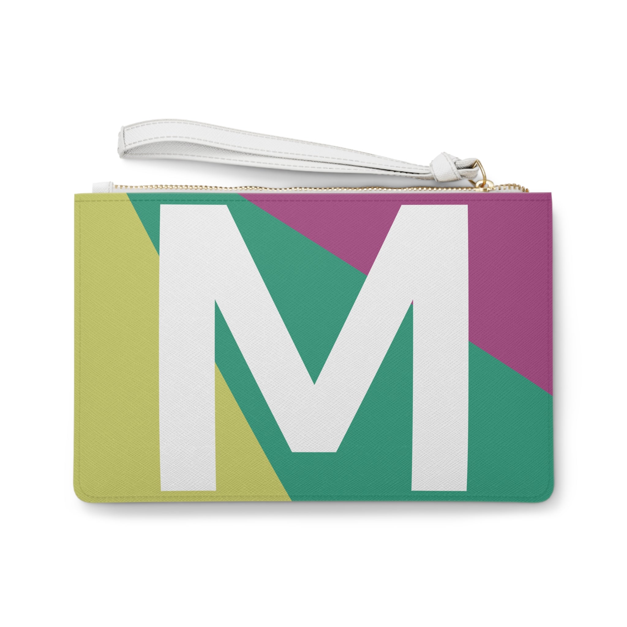 Monogram 'M' Colorblock Clutch Bag — Bold Geometric Wristlet for Everyday & Gifts