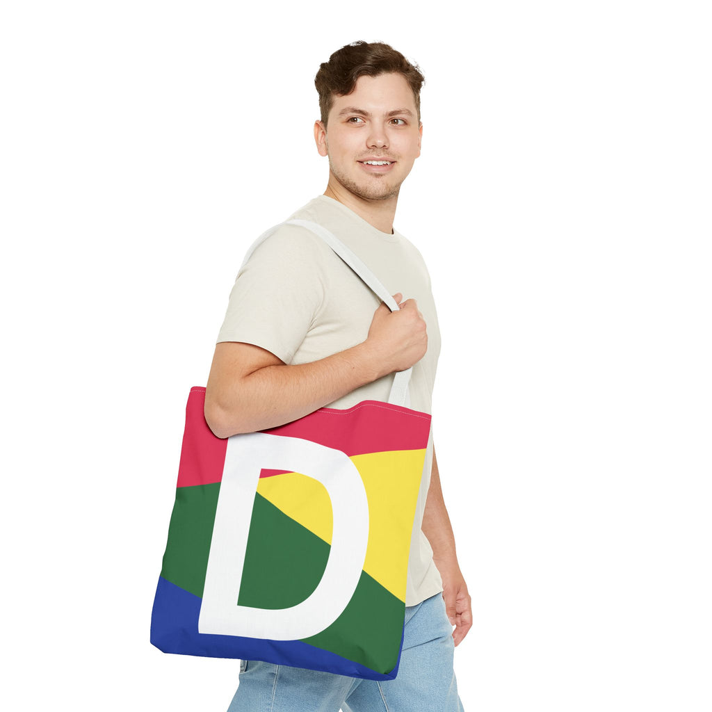 Monogram 'D' Colorblock Tote Bag — Personalized Initial D Shoulder Tote