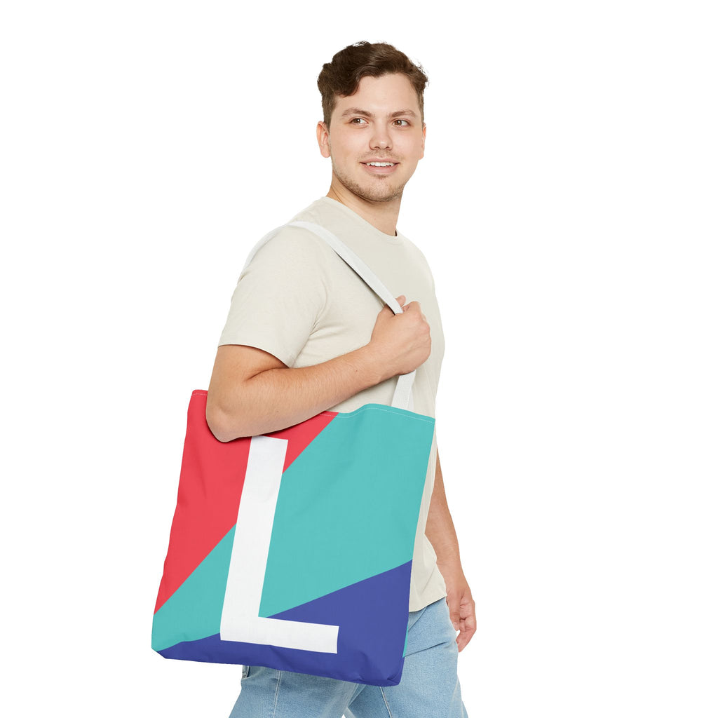 Monogram 'L' Colorblock Tote Bag — Personalized Initial L Shoulder Tote