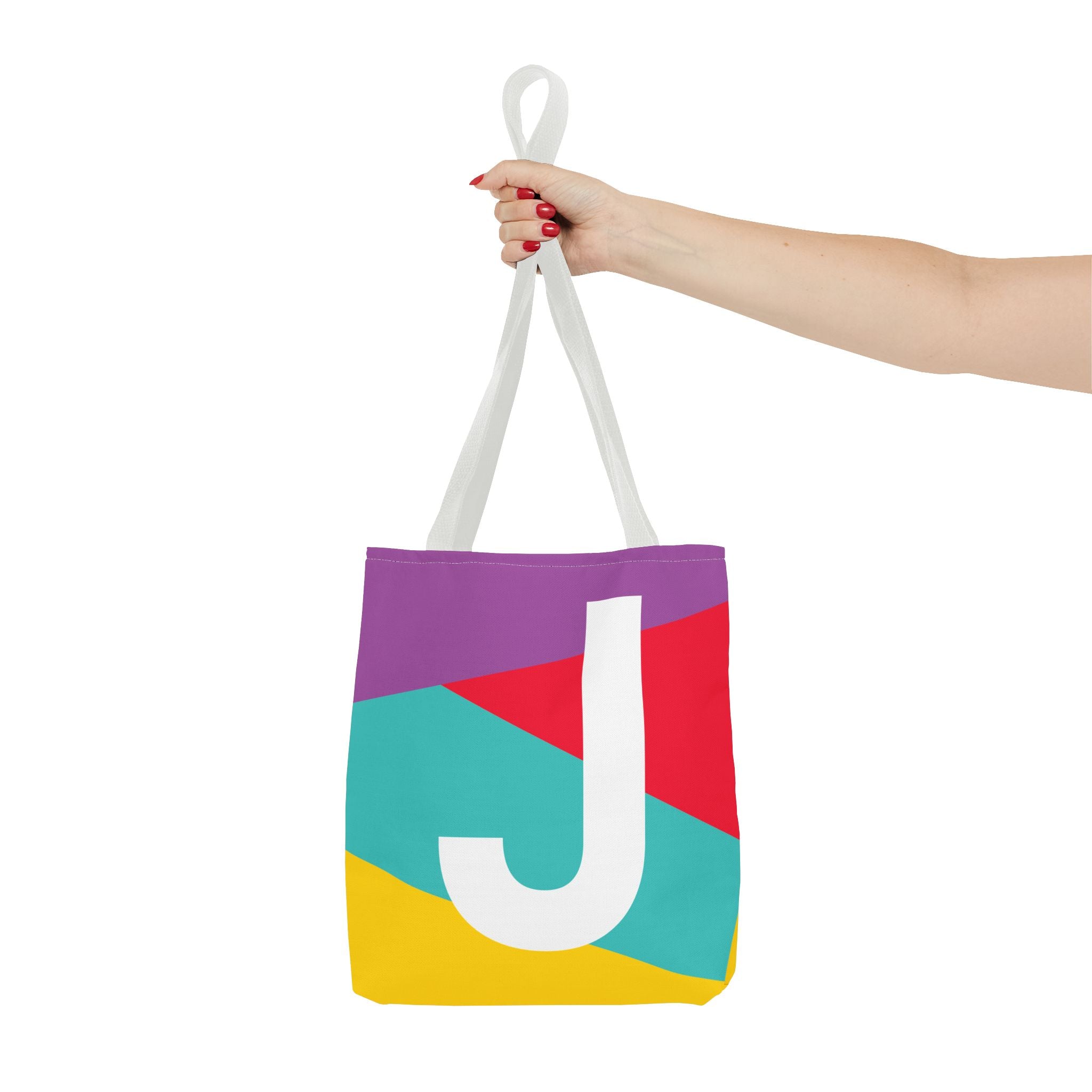 Monogram 'J' Colorblock Tote Bag — Personalized Initial J Shoulder Tote