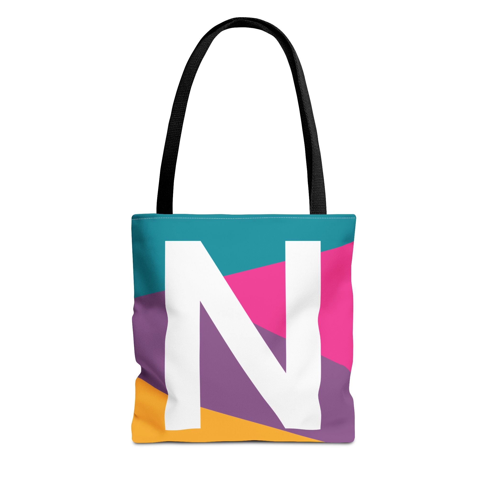 Monogram 'N' Colorblock Tote Bag — Personalized Initial N Shoulder Tote