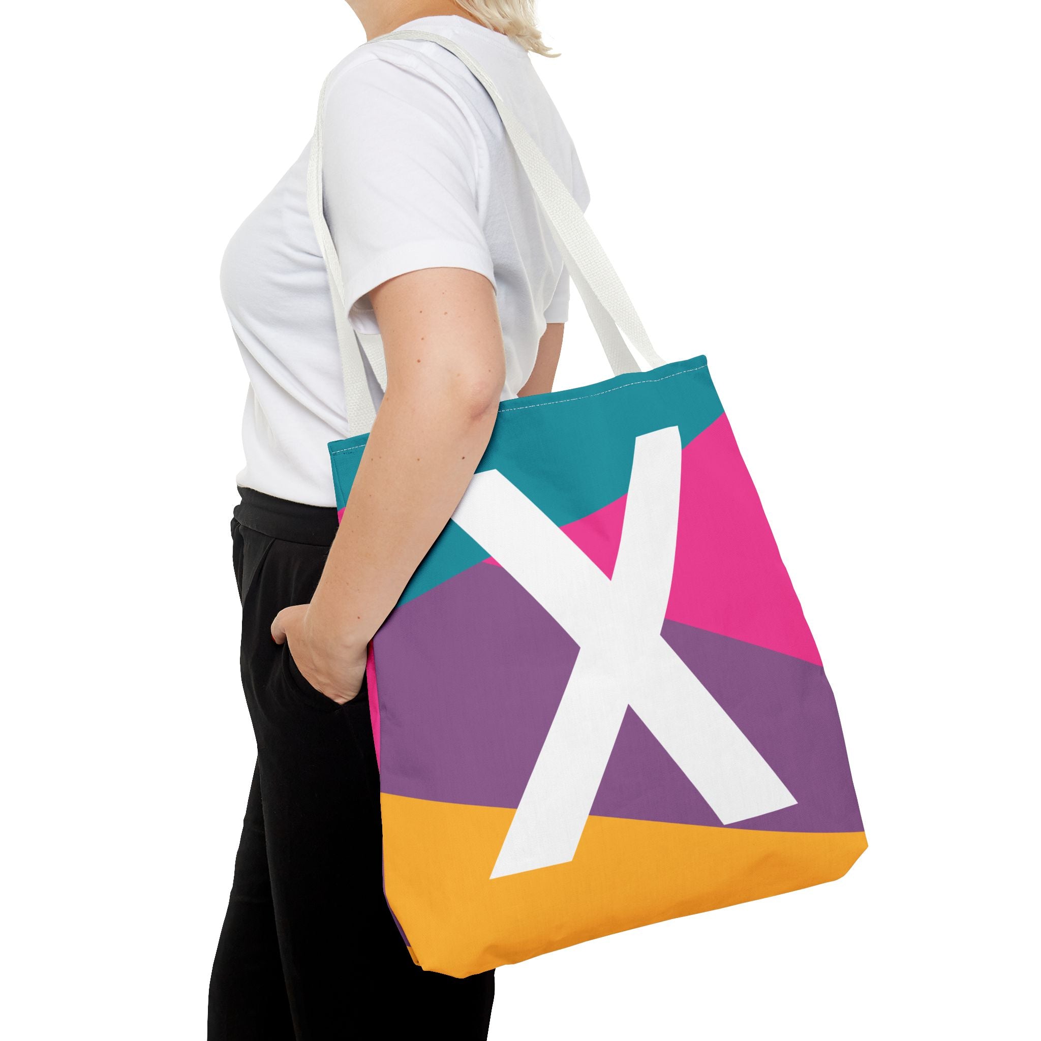 Monogram 'X' Colorblock Tote Bag — Personalized Initial X Shoulder Tote