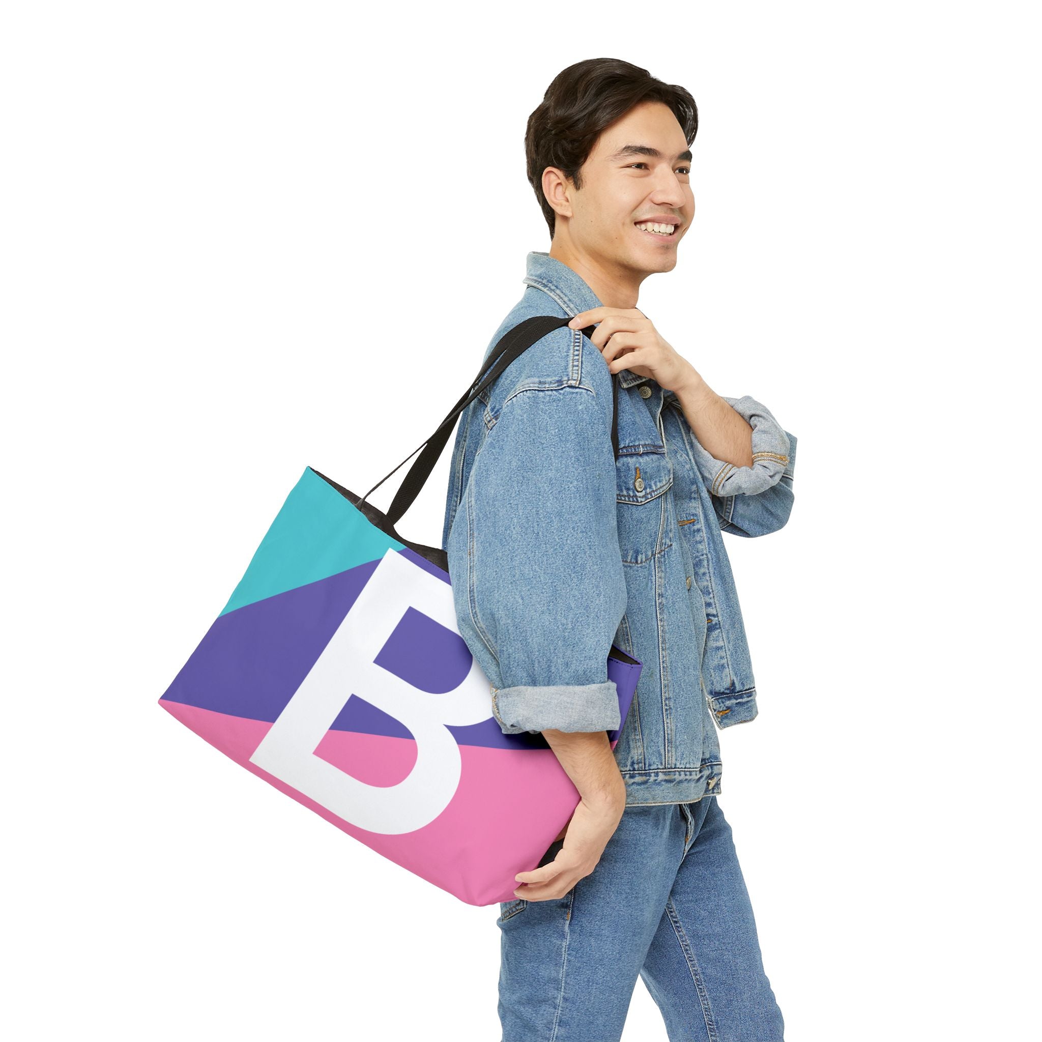 Personalized 'B' Colorblock Tote Bag — Monogram Weekender Tote