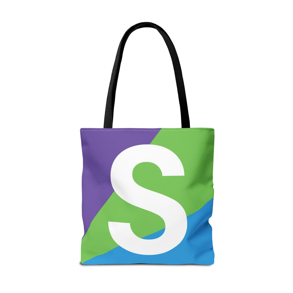 Monogram 'S' Colorblock Tote Bag — Personalized Initial S Shoulder Tote