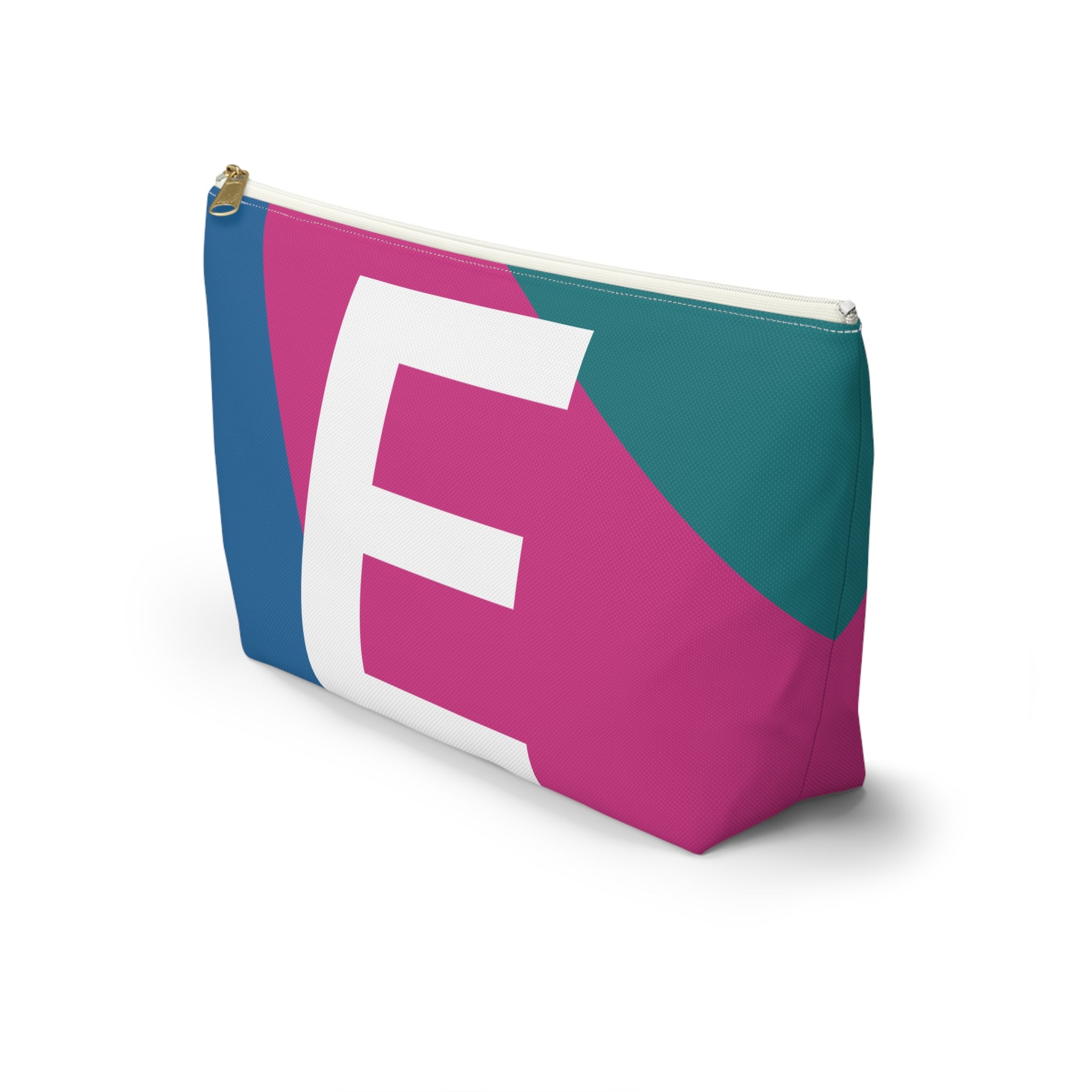 Initials Colorblock Accessory Pouch — Monogram E T-Bottom Cosmetic Bag