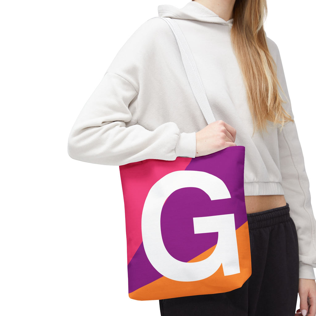 Monogram 'G' Colorblock Tote Bag — Personalized Initial G Shoulder Tote
