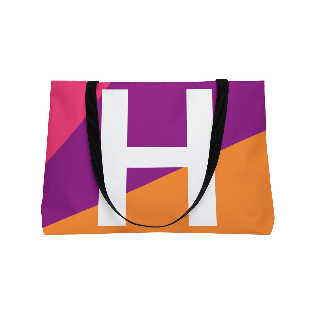 Personalized 'H' Colorblock Tote Bag — Monogram Weekender Tote