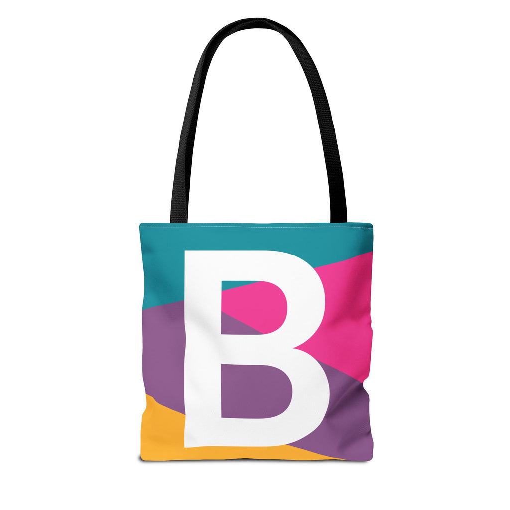 Monogram 'B' Colorblock Tote Bag — Personalized Initial A Shoulder Tote